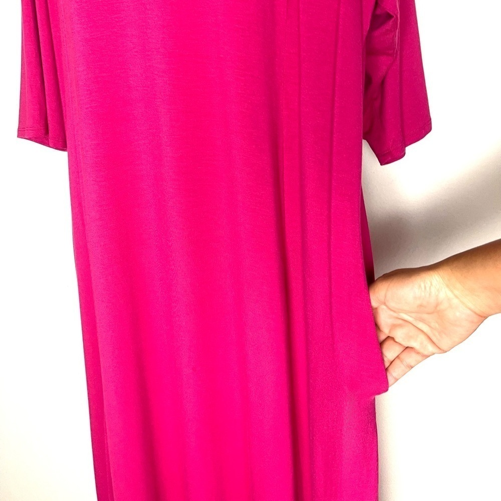 Catherines Jersey Maxi Pink Dress Size 2X Free & Easy With Pockets 3/4 Sleeves - Picture 5 of 13